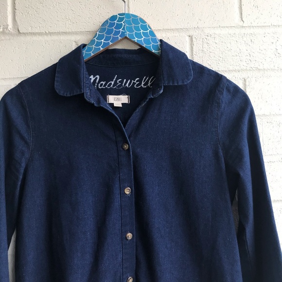 Madewell Dark Blue Chambray Cotton Button Down - Picture 2 of 6